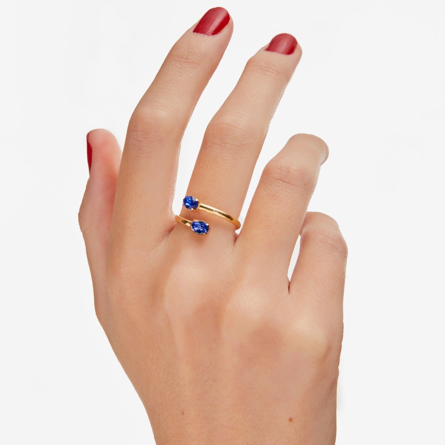 Anillo ajustable Alyssa oval talla S en Plata baño Oro