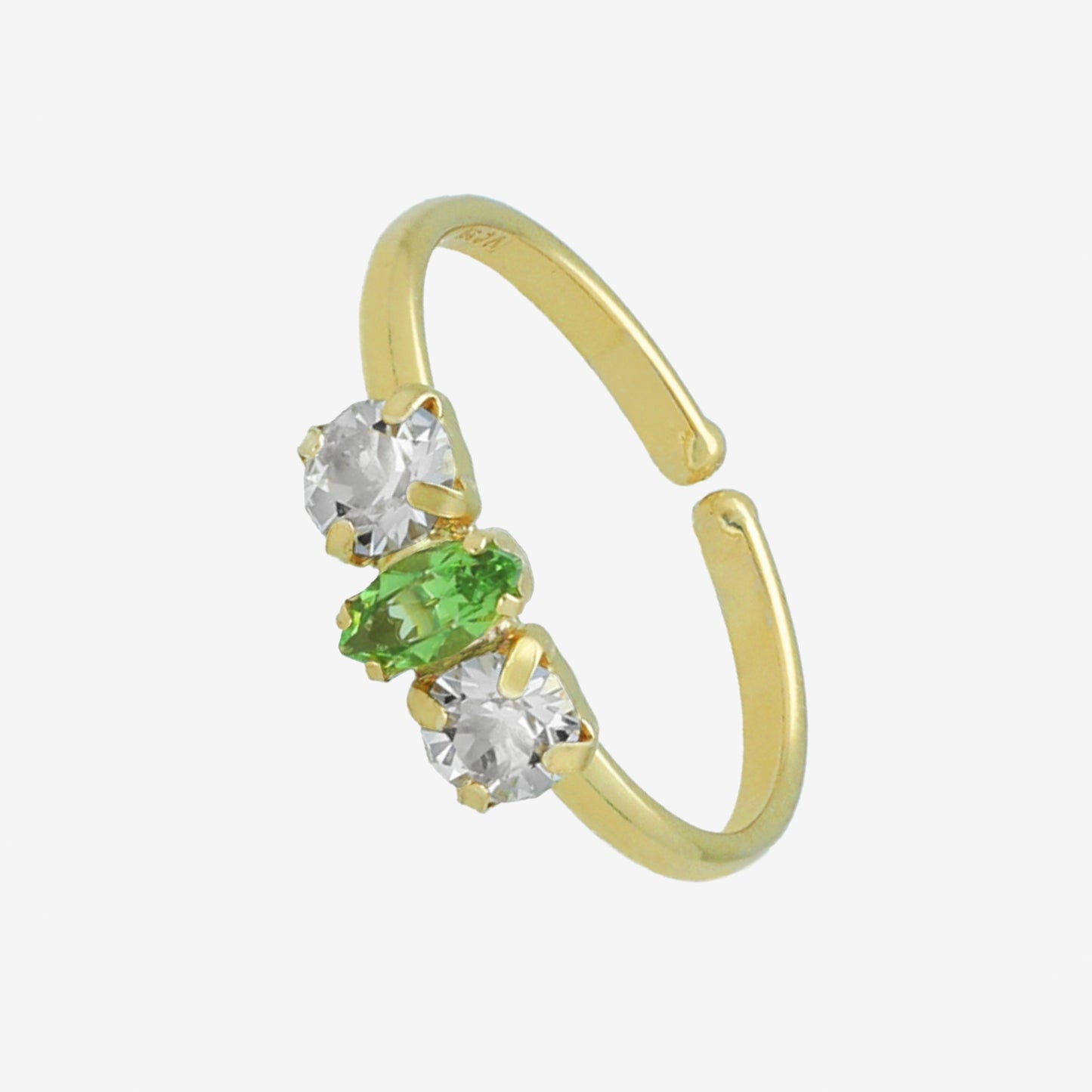 Anillo ajustable Maisie cristal en Plata baño Oro