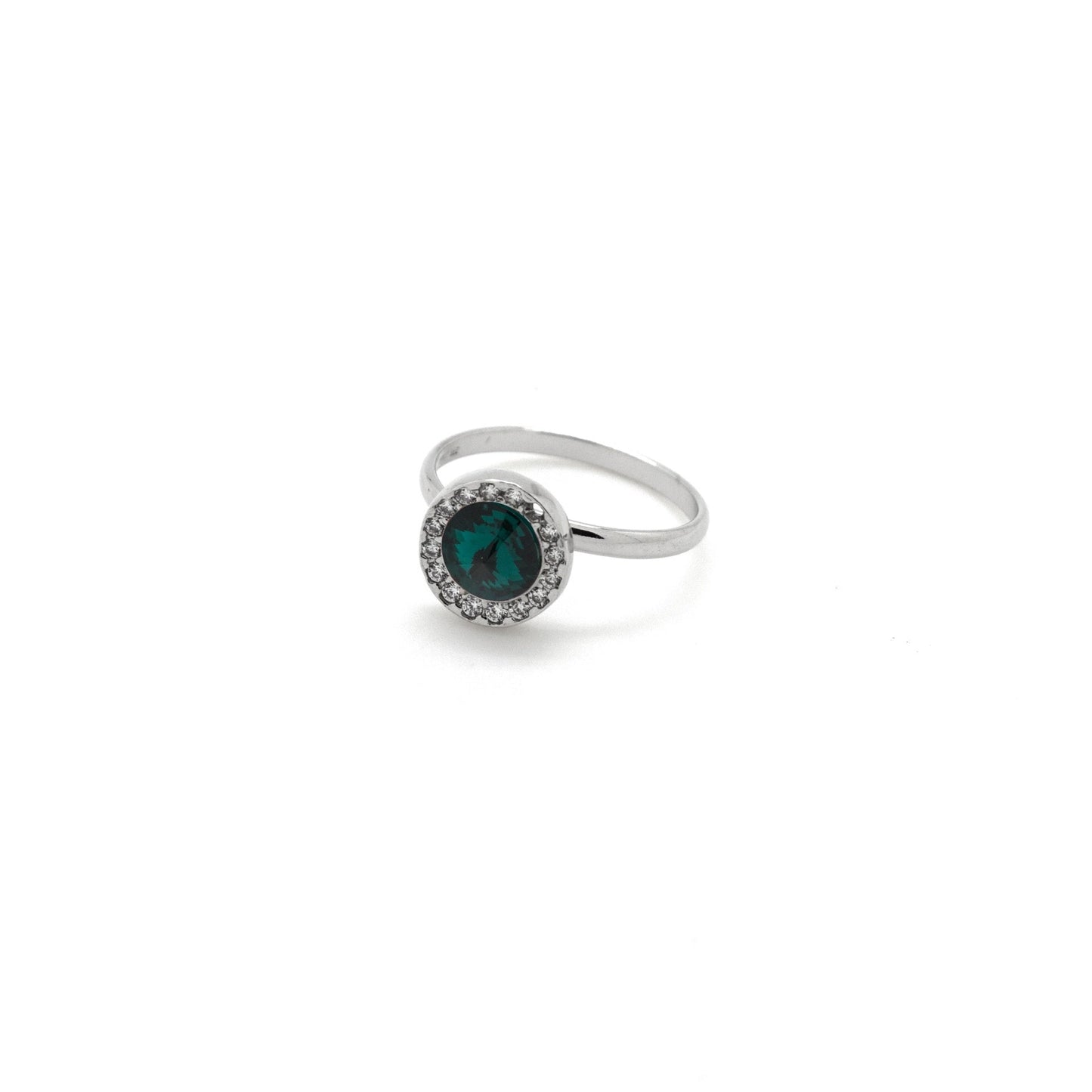 Anillo Premium ajustable círculo con cristales riviere en Plata baño rodio