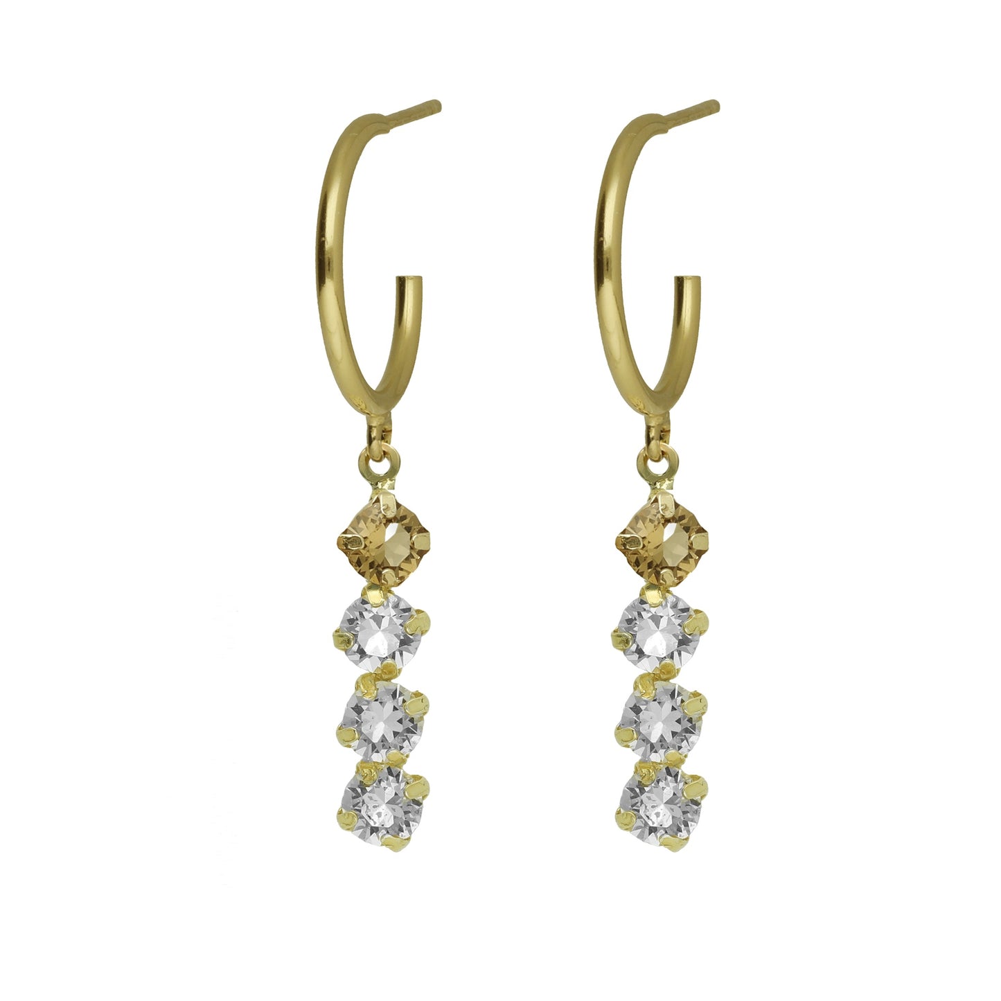 Pendientes aro Fadhila cristal en Plata baño Oro