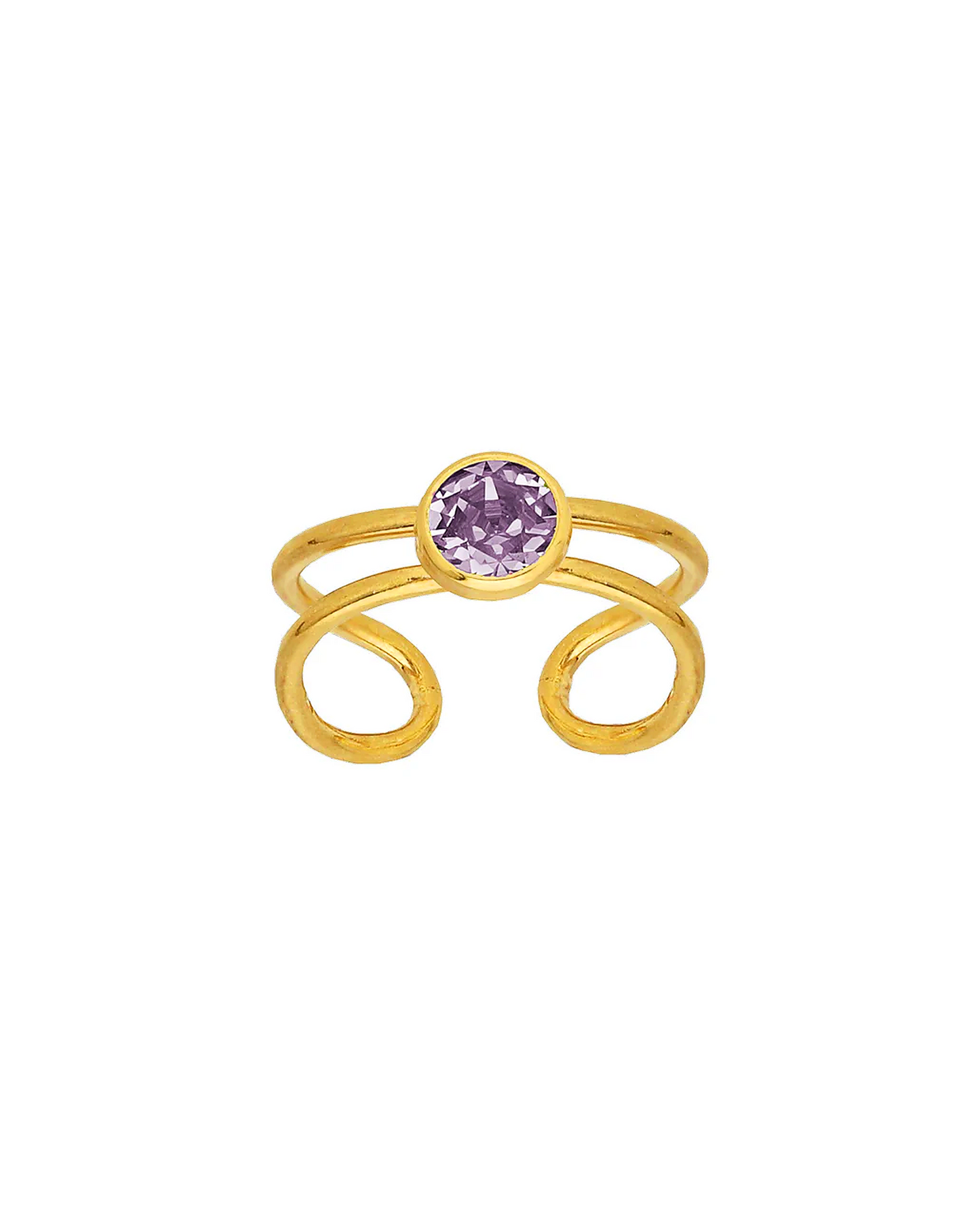 Anillo ajustable Bom Dia con 7mm cristal en Plata baño Oro