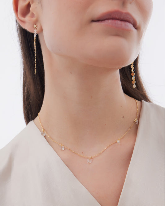 Collar corto Muse con cristal blanco en Plata