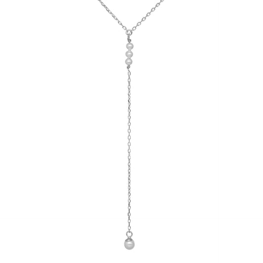 Collar largo Paulette perla en Plata