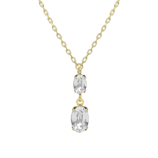 Collar corto oval cristal en Plata baño Oro de Gemma