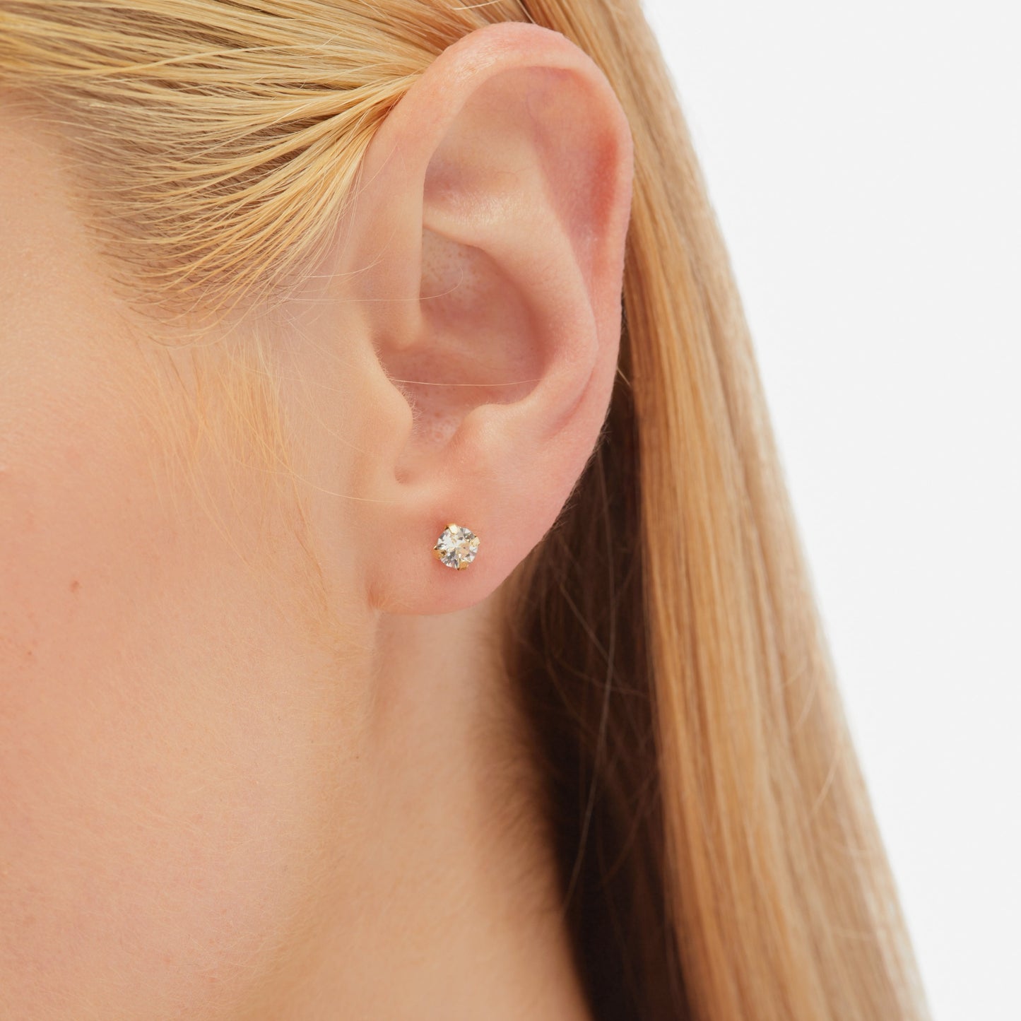 Pendientes botón Celine círculo cristal en Plata baño Oro