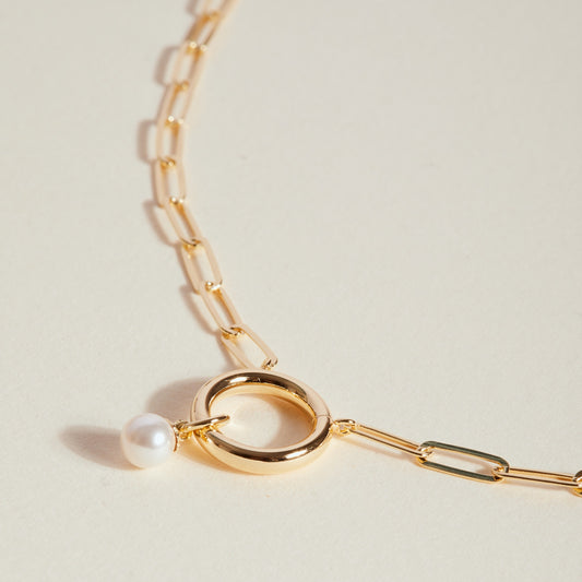 Collar corto Greta perla en Plata