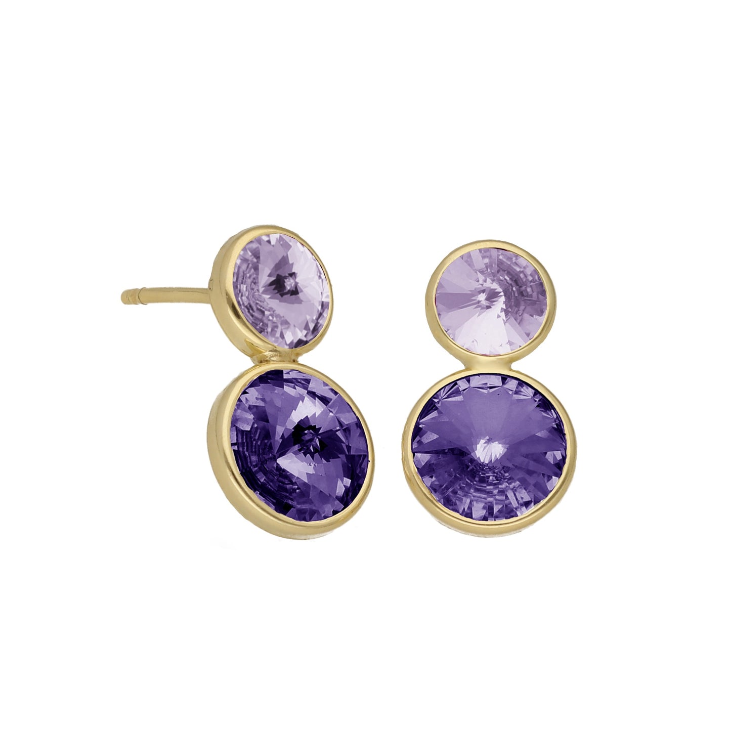 Pendientes cortos Basic 7 y 9mm cristal en Plata baño Oro