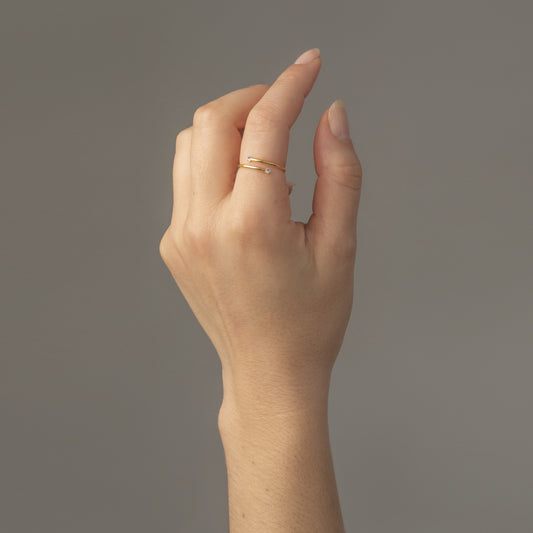 Anillo ajustable Iris espiral cristal en Plata baño Oro