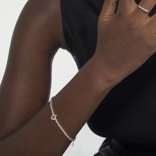 Pulsera Eunoia cristales riviere en Plata