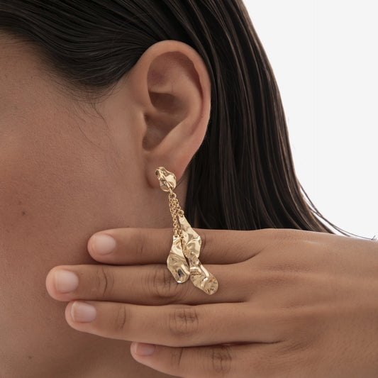 Pendientes largos Connect textura en Plata