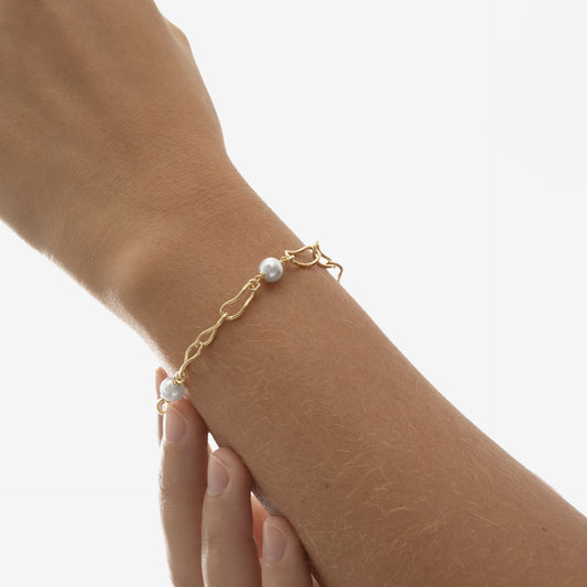 Pulsera Connect perla en Plata