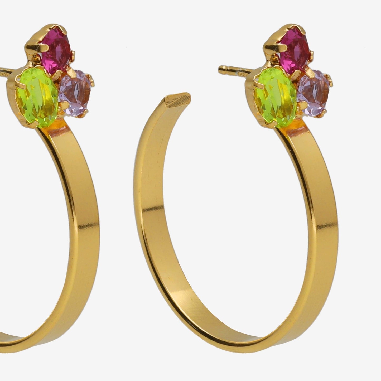 Pendientes aro Odele 30mm cristal multicolor en Plata baño Oro