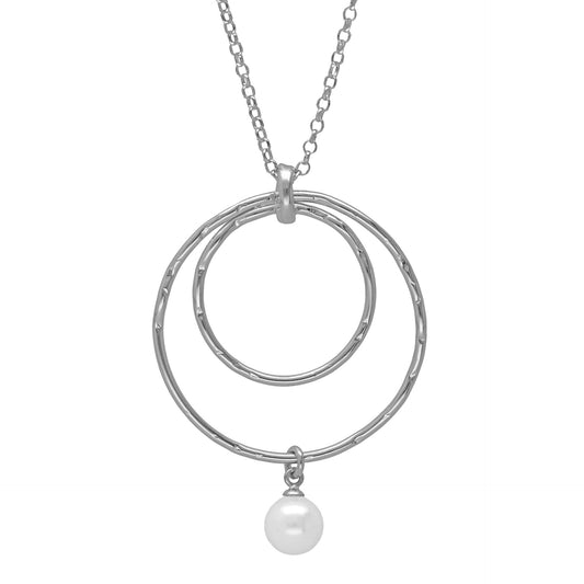 Collar largo 60cm círculo Ohayo con perla en Plata