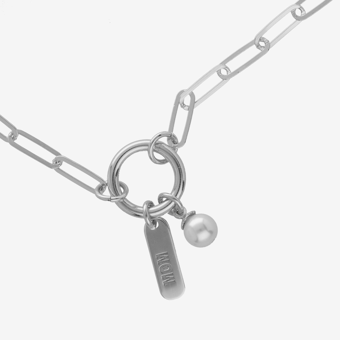 Collar largo Mother perla en Plata