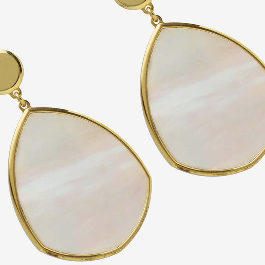 Pendientes largos Soulquest lágrima nácar en Plata baño Oro