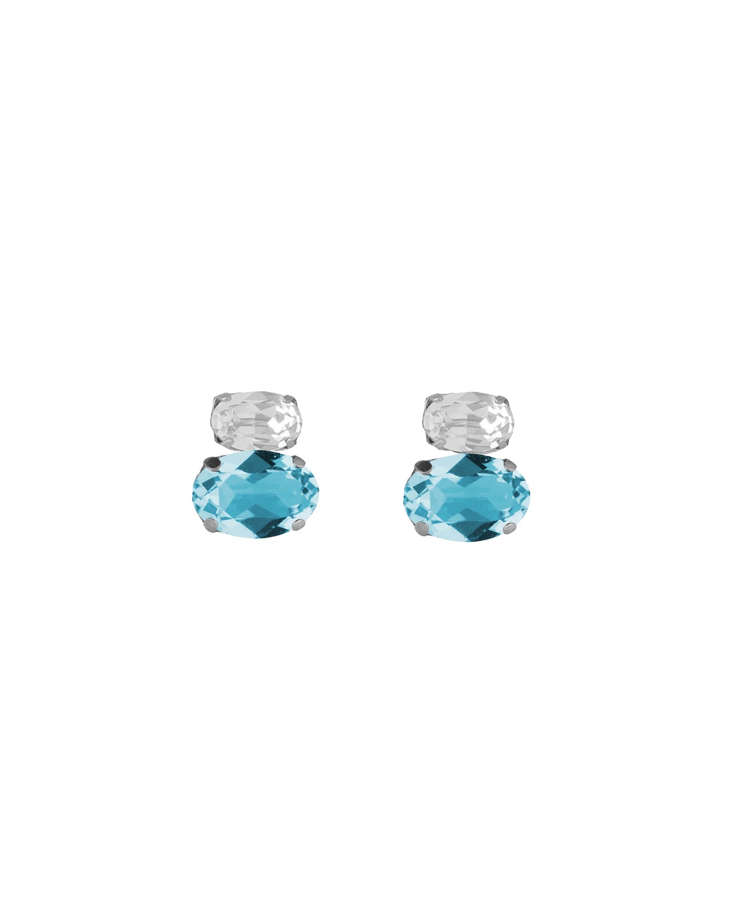 Pendientes botón oval Ombra con cristal en Plata baño Rodio