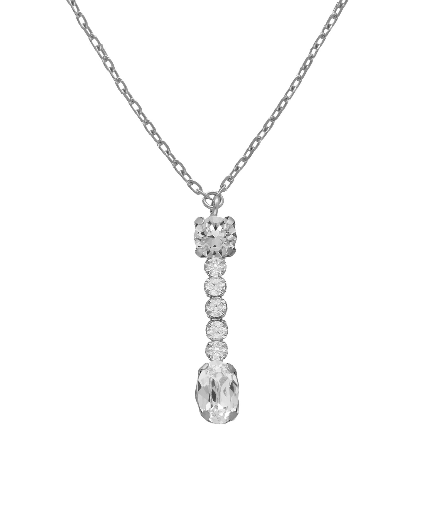Collar corto Lieve con cristal riviere blanco en Plata