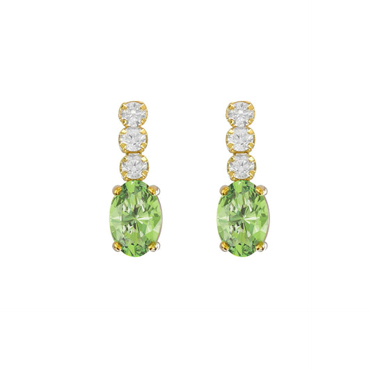 Pendientes cortos Bonjour con cristales riviere en Plata baño Oro