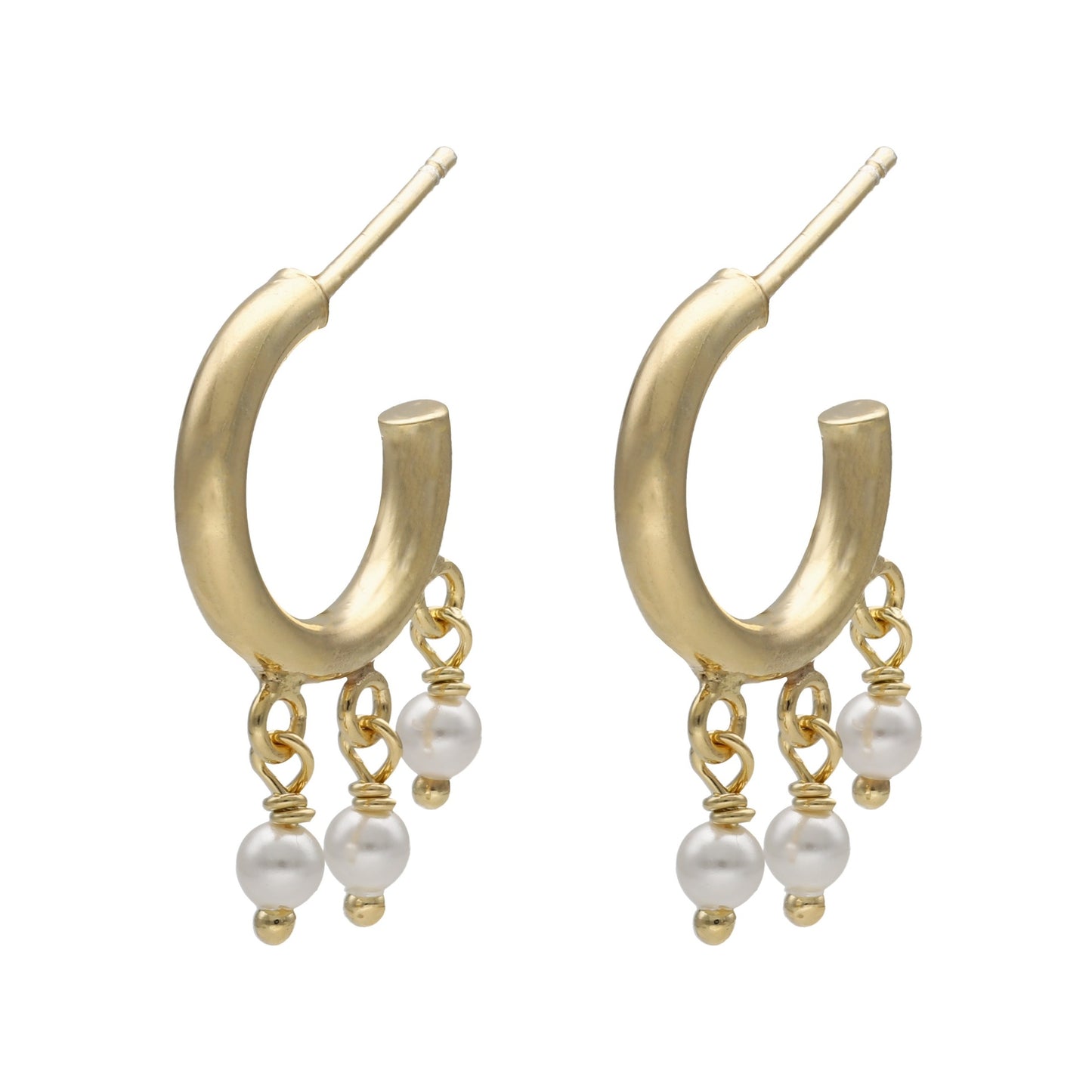 Pendientes aro Perlite perla en Plata