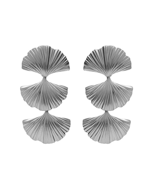 Pendientes largos Eau abanico triple en Plata