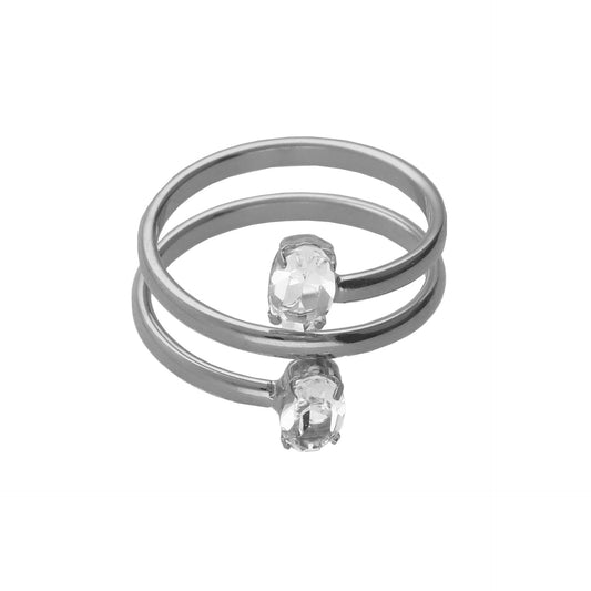 Anillo ajustable espiral Buenos Días con cristal en Plata