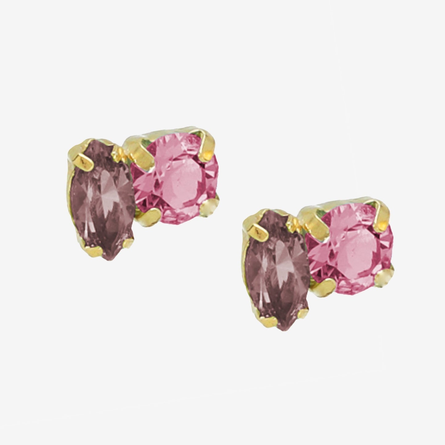 Pendientes botón Belle cristal en Plata baño Oro
