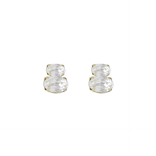 Pendientes botón Gemma cristal en Plata baño Oro
