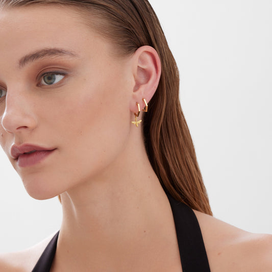 Pendientes aro Honey abeja en Plata baño Oro