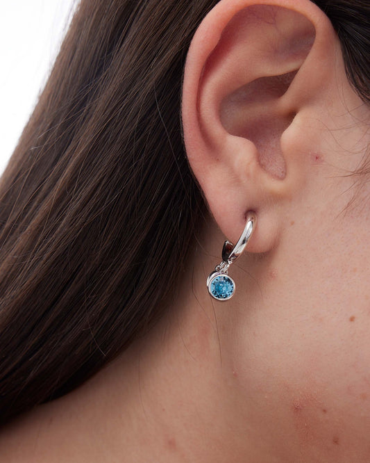 Pendientes aro Muá con cristal multicolor en plata baño rodio