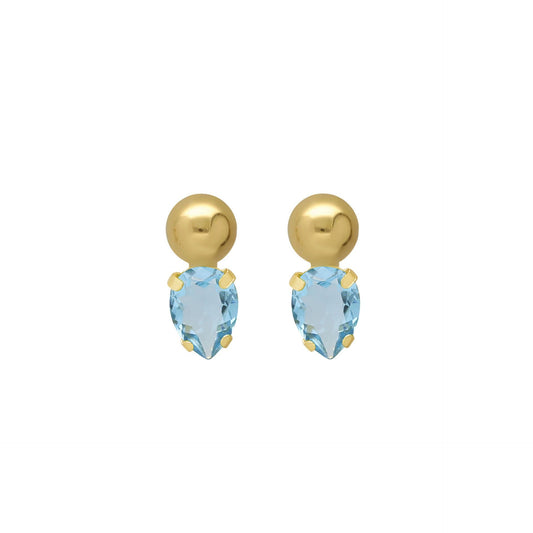 Pendientes botón esfera Buongiorno con cristal en Plata baño Oro