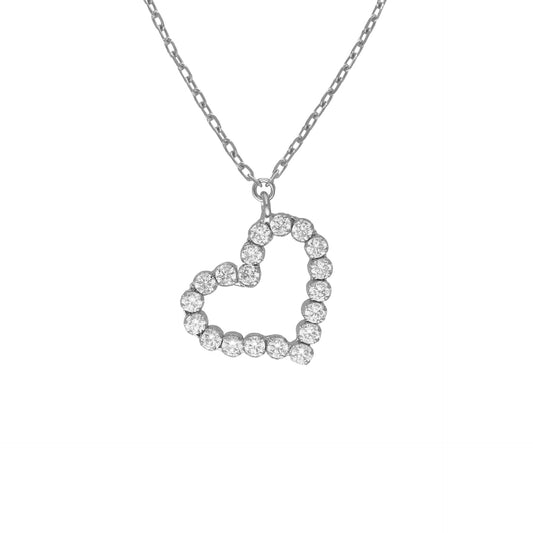 Collar corto corazón irregular El Gesto con cristales riviere en Plata