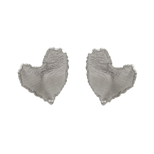 Pendientes botón textura corazón irregular El Gesto en Plata