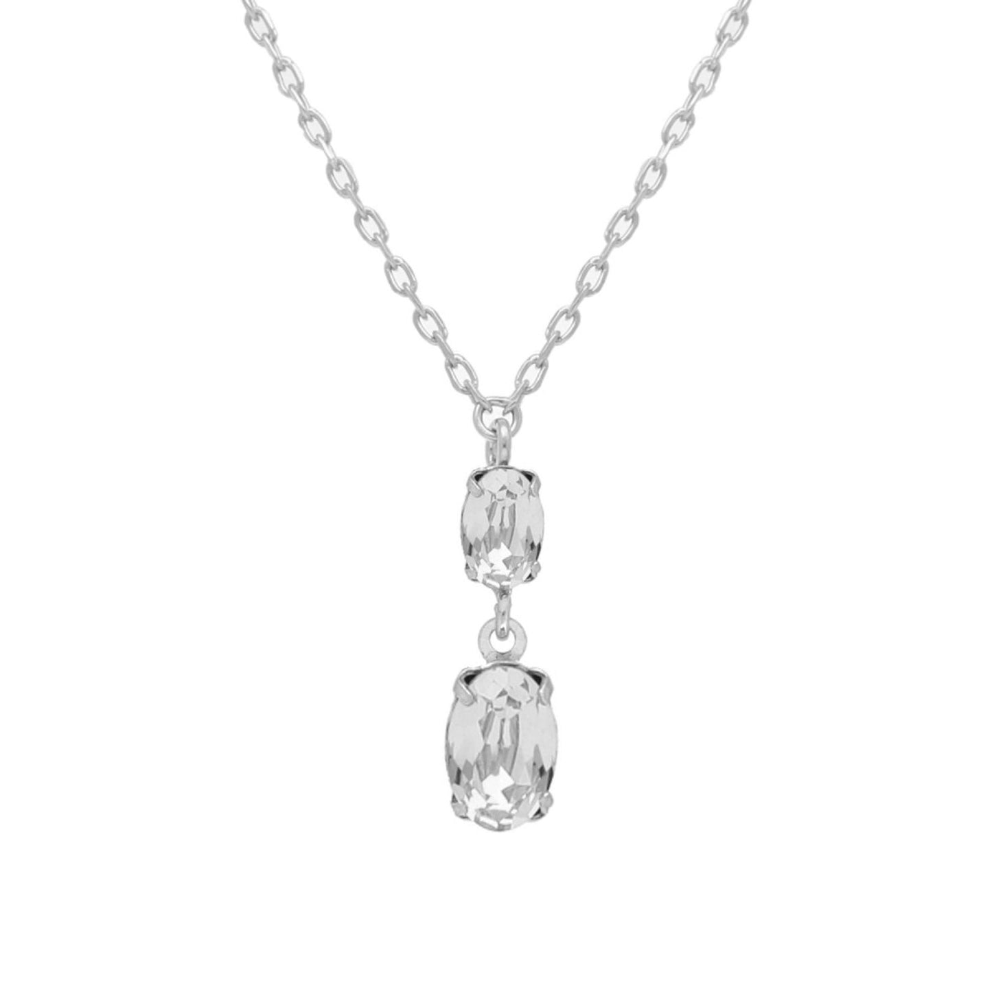 Collar corto Gemma oval cristal en Plata baño rodio