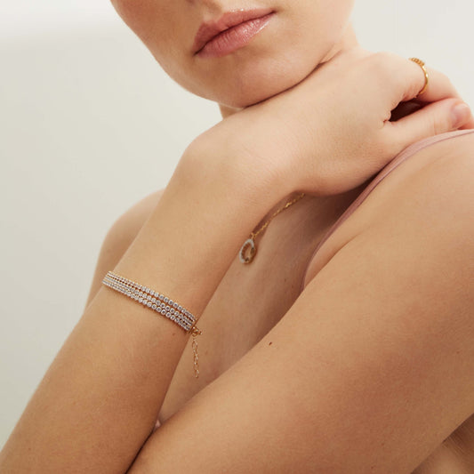 Pulsera Halo cristales riviere en Plata