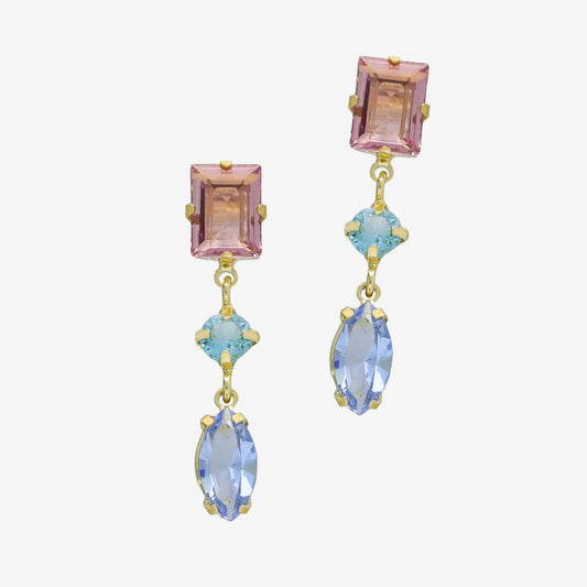 Pendientes largos Sabina cristal multicolor en Plata