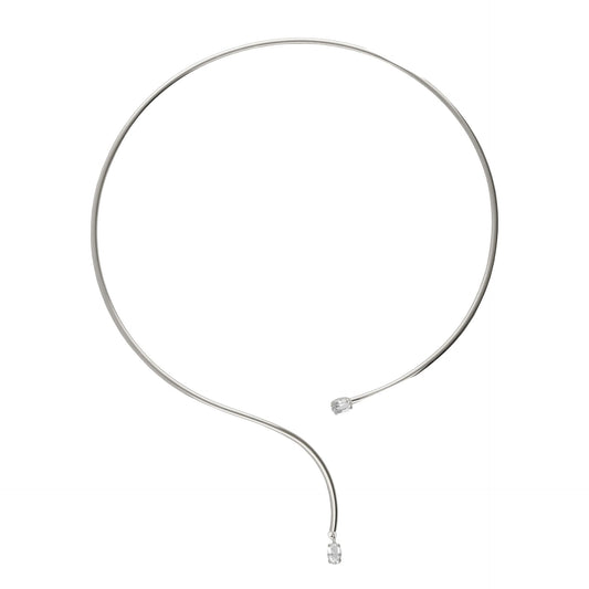 Choker Buenos Días con cristal en Plata