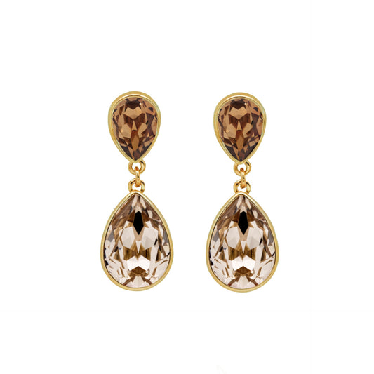 Pendientes largos Essential lágrima cristal en Plata baño Oro