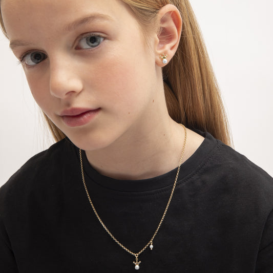 Collar corto Magic corona perla en Plata