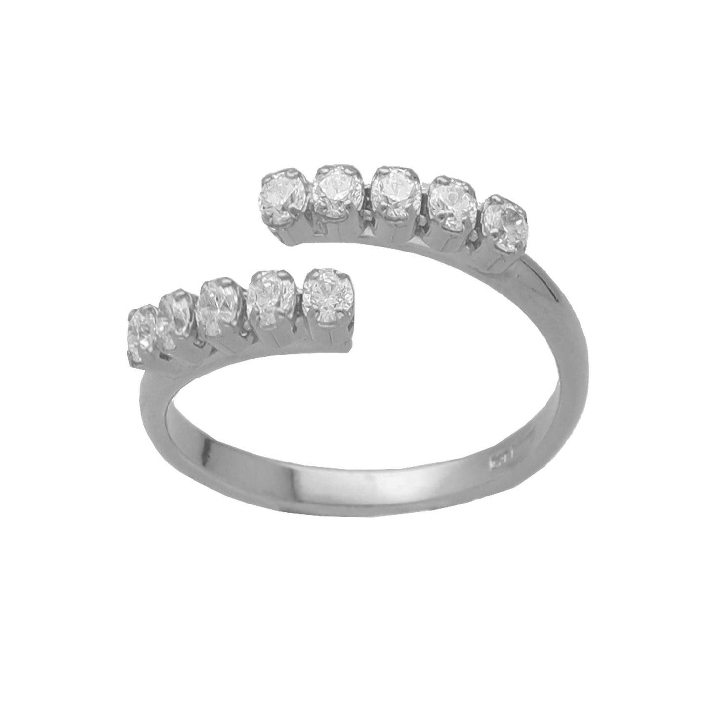 Anillo ajustable Bonjour con cristales riviere en Plata