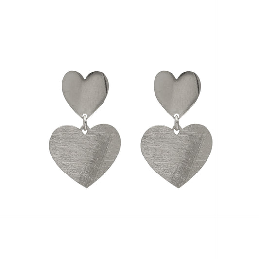 Pendientes cortos textura corazón El Gesto en Plata