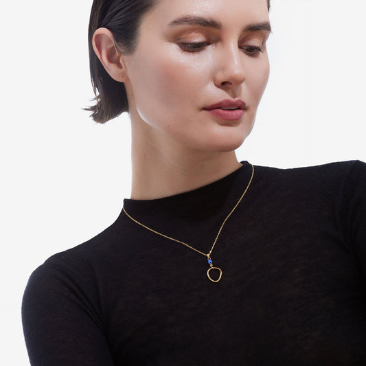 Collar corto Prisme cristal azul en Plata baño Oro
