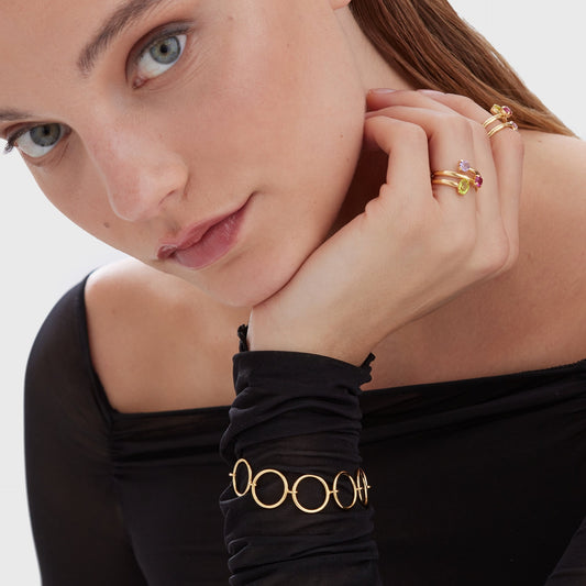 Pulsera Odele círculo en Plata baño Oro