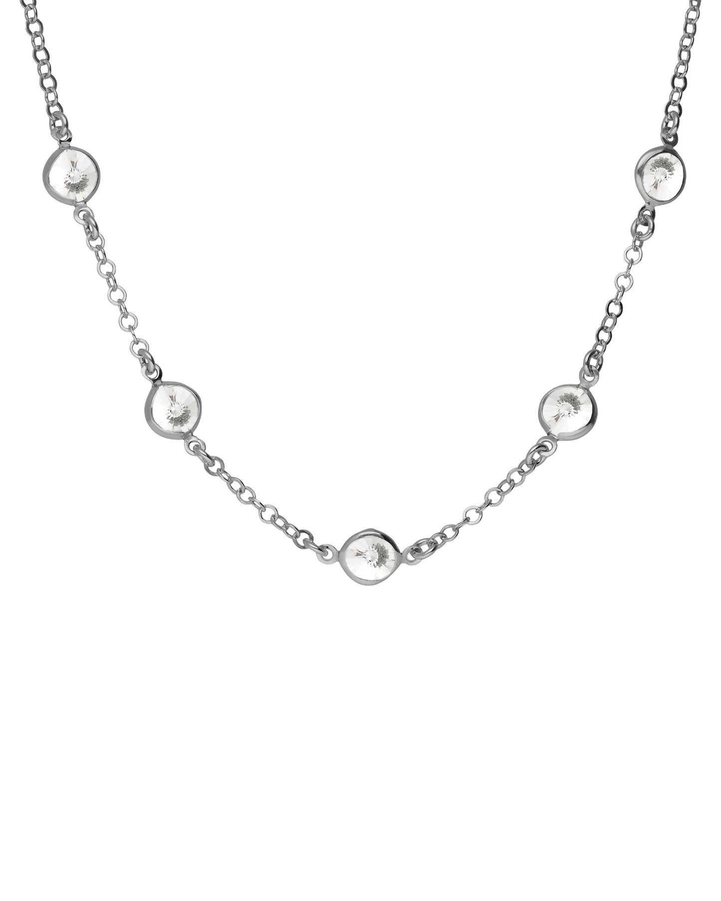 Collar corto círculo 7mm Lieve con cristal blanco en Plata