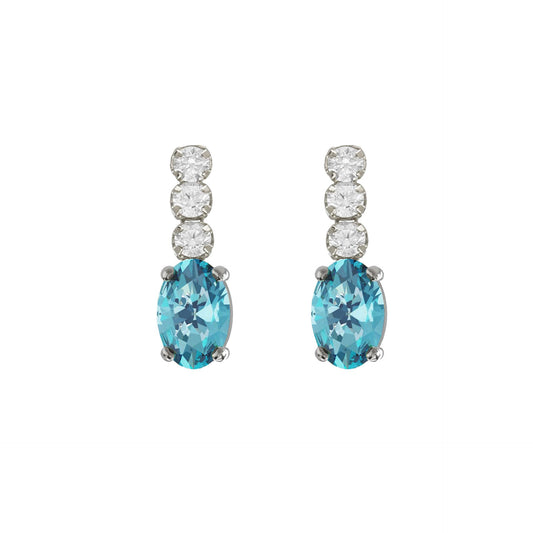 Pendientes cortos Bonjour con cristales riviere en Plata baño Rodio