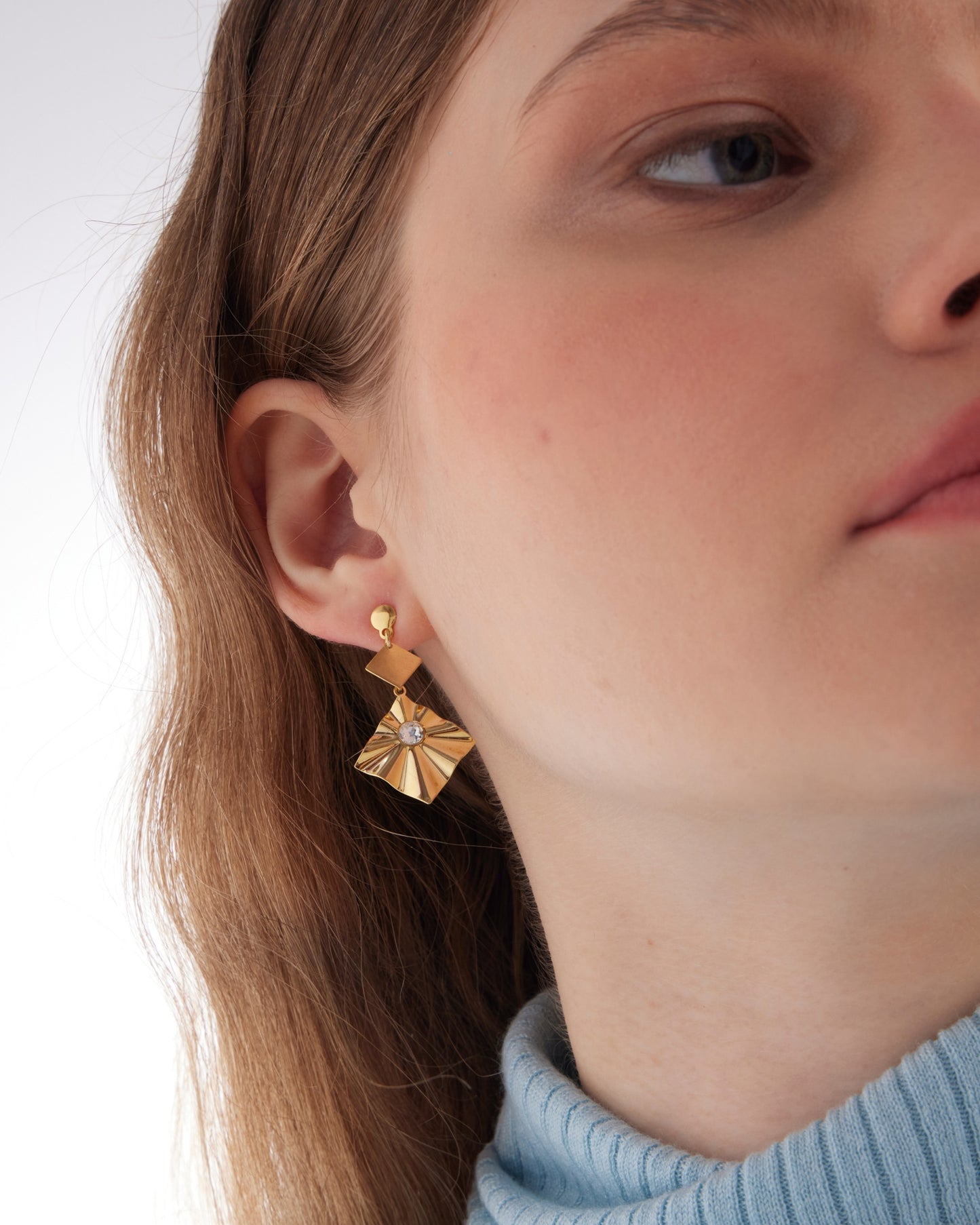 Pendientes largos rombo Alpina con cristal en Plata