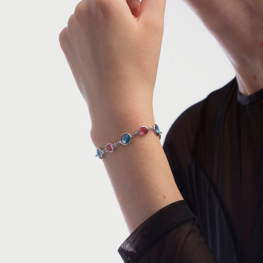 Pulsera Basic círculo 7 y 9mm cristal en Plata baño rodio
