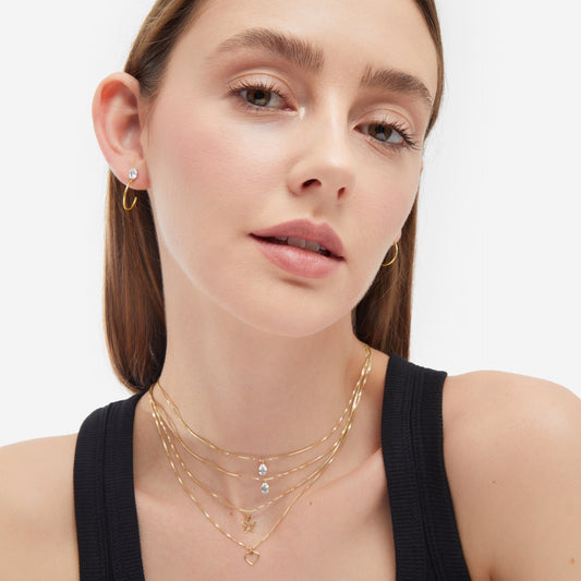 Collar layering Genoveva estrella cristal blanco en Plata