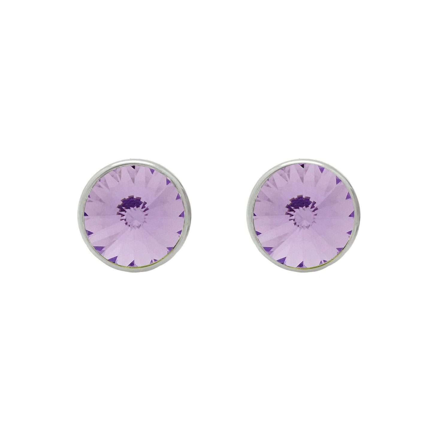 Pendientes botón Basic 11,5mm círculo cristal en Plata baño rodio