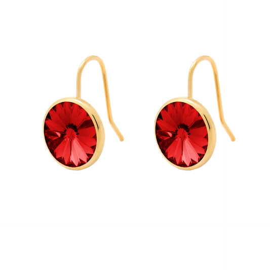Pendientes cortos Basic Pendientes gancho cortos 11,5mm círculo cristal en Plata baño Oro