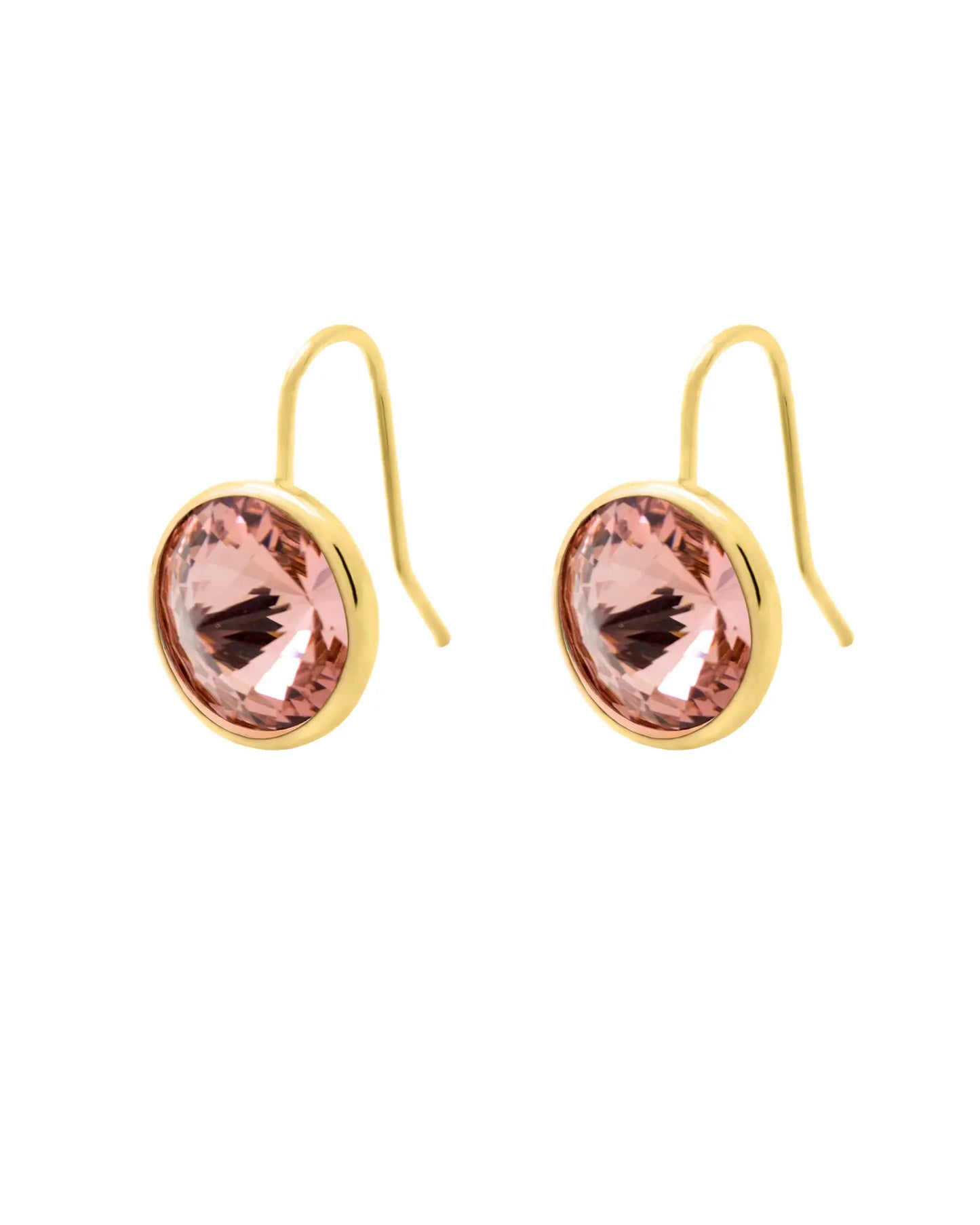 Pendientes cortos Basic Pendientes gancho cortos 11,5mm círculo cristal en Plata baño Oro